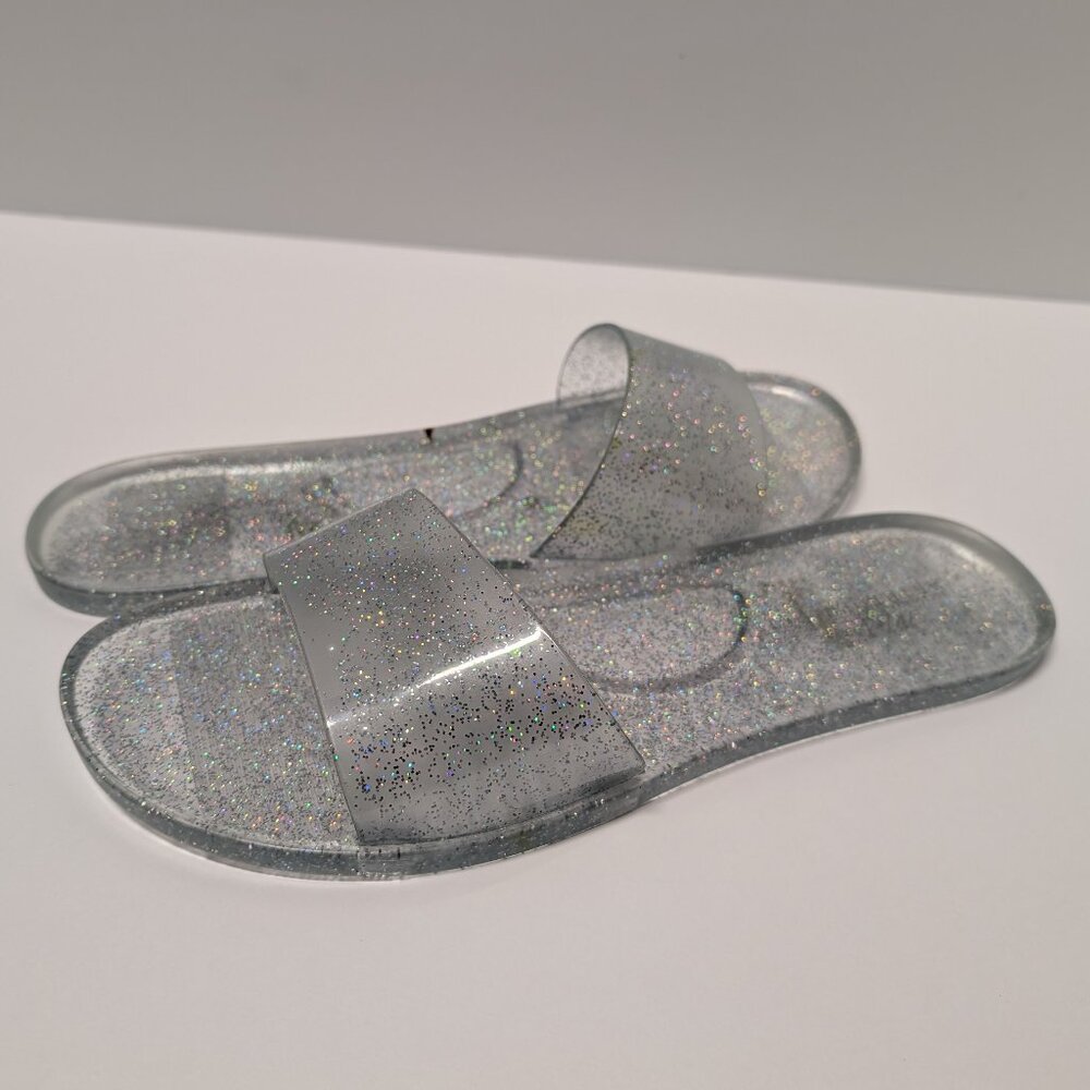 Anthropologie Matisse Clear Jelly Slide Sandals w/ Multi-Colored Glitter - Picture 4 of 16